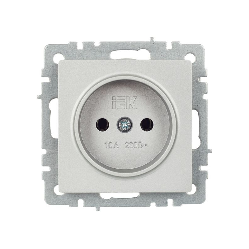 BRITE Розетка 1-местная без заземления без защитных шторок 10А РС10-1-0-БрА алюминий IEK