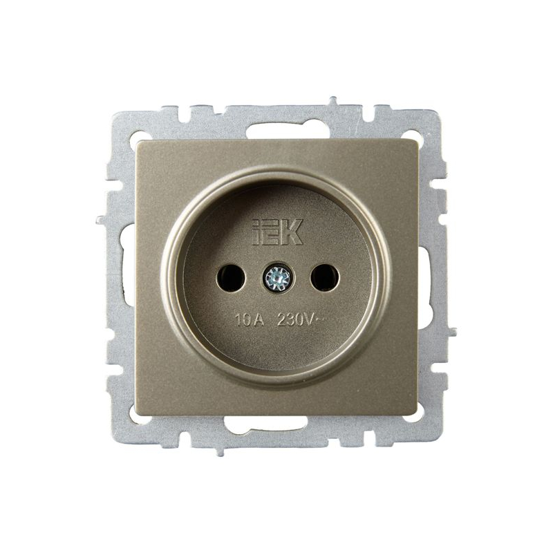 BRITE Розетка 1-местная без заземления без защитных шторок 10А РС10-1-0-БрШ шампань IEK