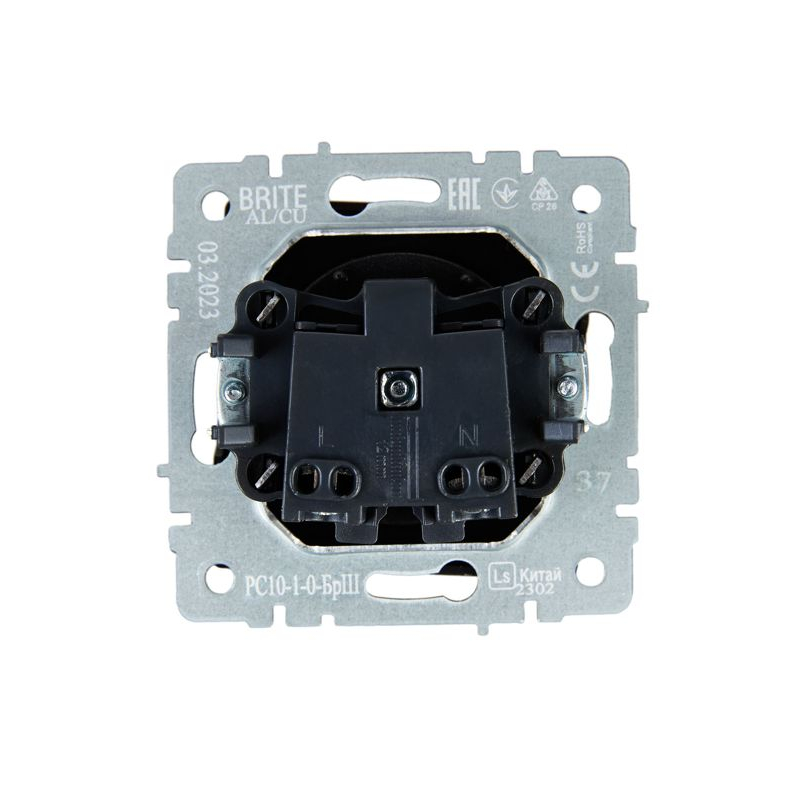 BRITE Розетка 1-местная без заземления без защитных шторок 10А РС10-1-0-БрШ шампань IEK