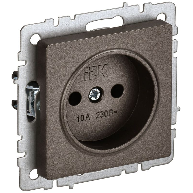 BRITE Розетка 1-местная без заземления без защитных шторок 10А РС10-1-0-БрТБ темная бронза IEK