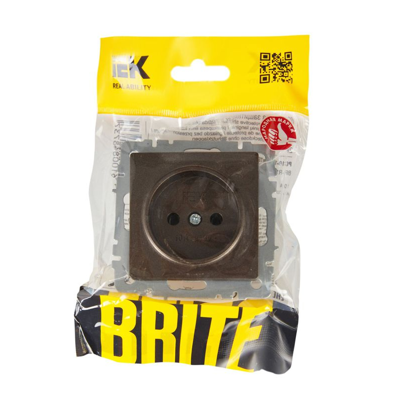 BRITE Розетка 1-местная без заземления без защитных шторок 10А РС10-1-0-БрТБ темная бронза IEK