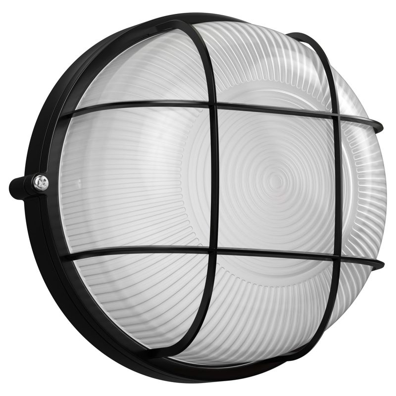 Светильник НПП1302 круг с решеткой 60Вт IP54 черный IEK