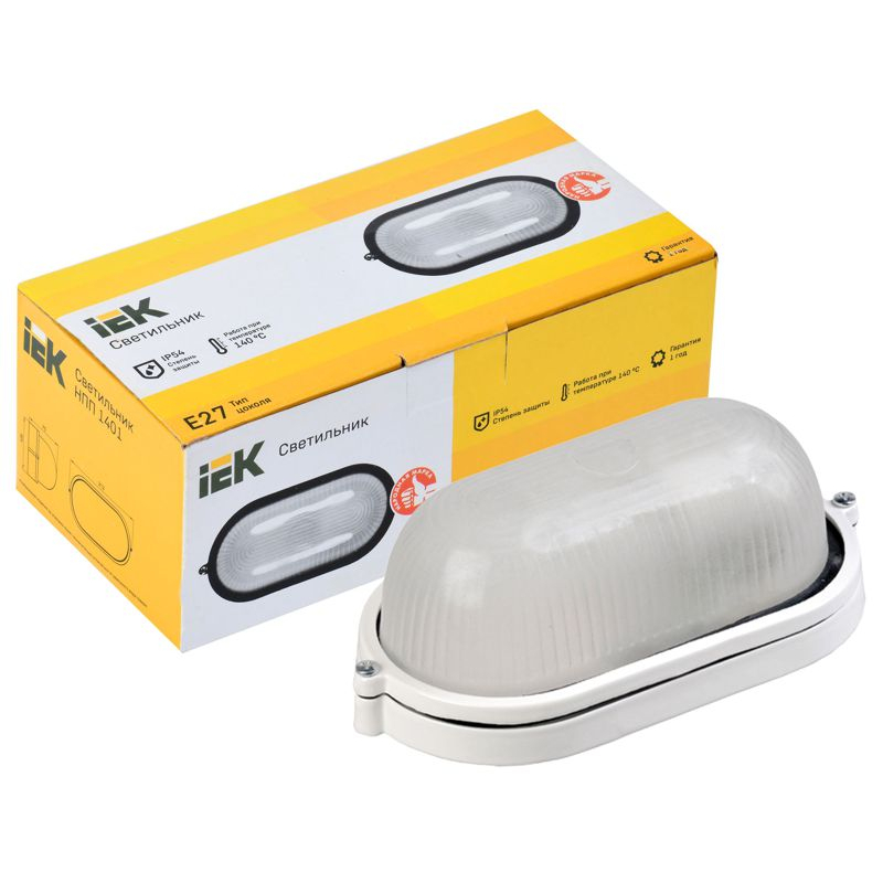 Светильник НПП1401 овал 60Вт IP54 белый IEK