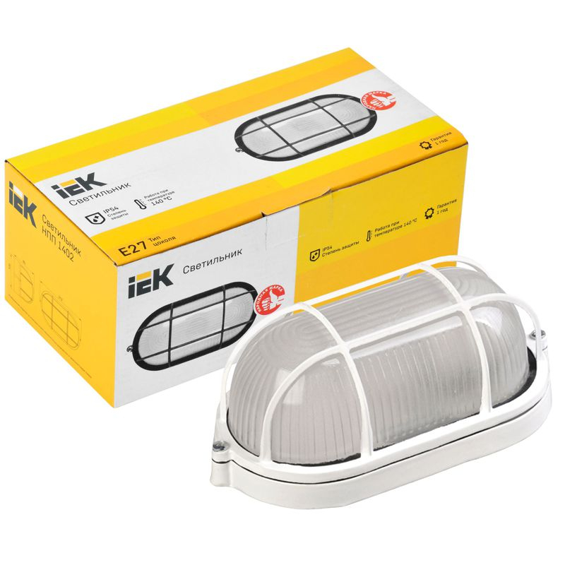 Светильник НПП1402 овал с решеткой 60Вт IP54 белый IEK