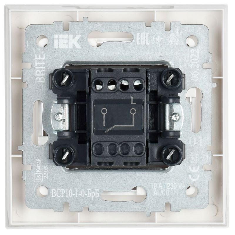 BRITE Выключатель 1-клавишный 10А в сборе ВСР10-1-0-БрБ белый IEK