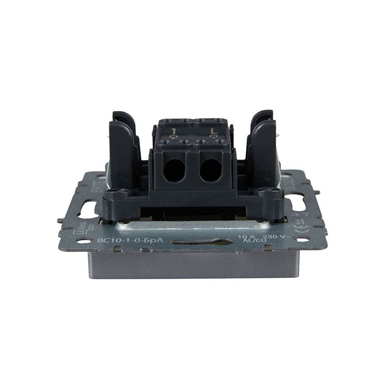 BRITE Выключатель 1-клавишный 10А ВС10-1-0-БрА алюминий IEK