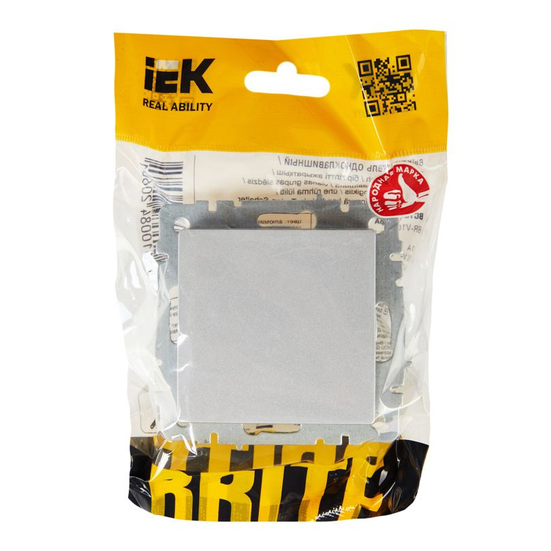 BRITE Выключатель 1-клавишный 10А ВС10-1-0-БрА алюминий IEK