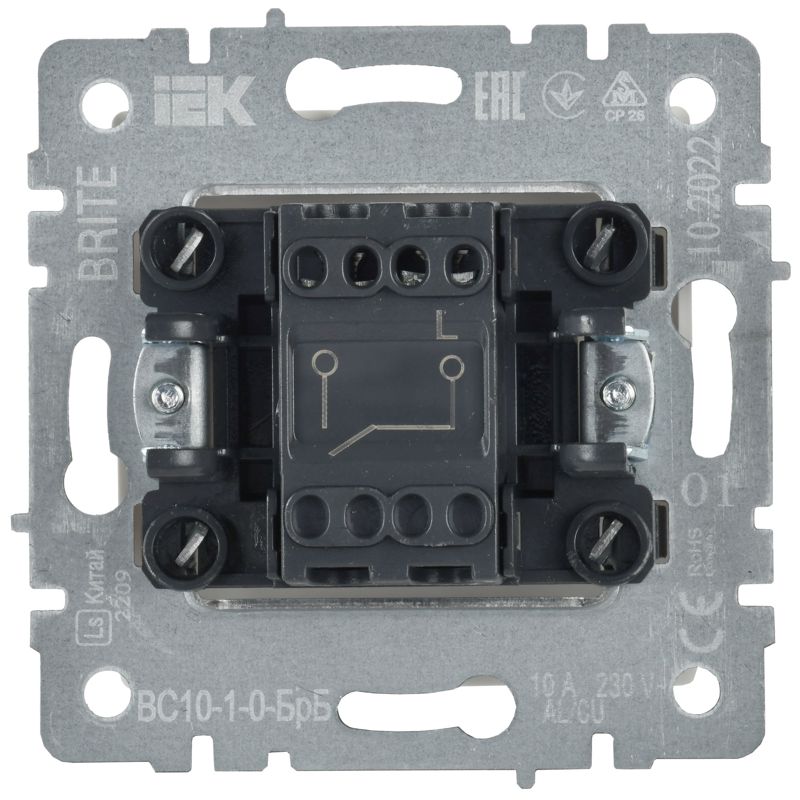 BRITE Выключатель 1-клавишный 10А ВС10-1-0-БрБ белый IEK