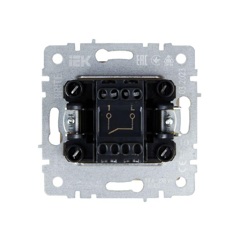 BRITE Выключатель 1-клавишный 10А ВС10-1-0-БрКр бежевый IEK