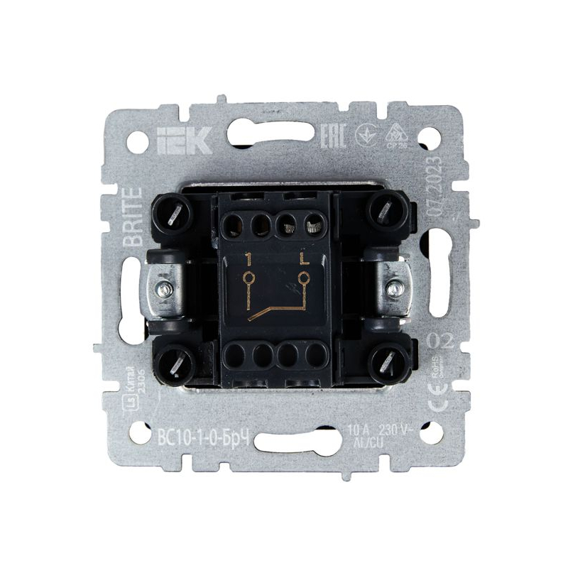BRITE Выключатель 1-клавишный 10А ВС10-1-0-БрЧ черный IEK
