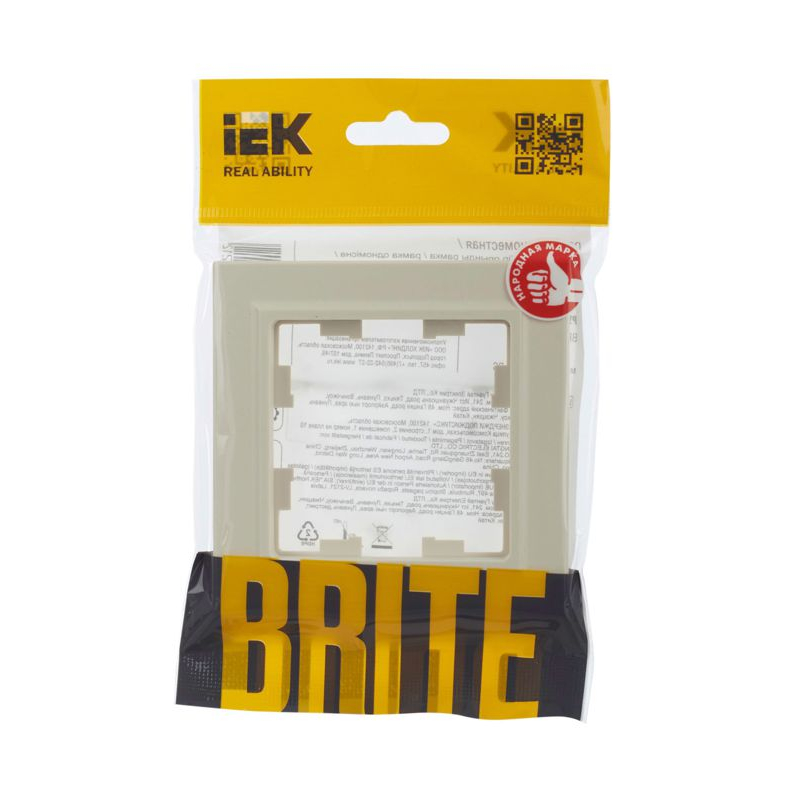 BRITE Рамка 1-местная РУ-1-БрКр бежевый IEK