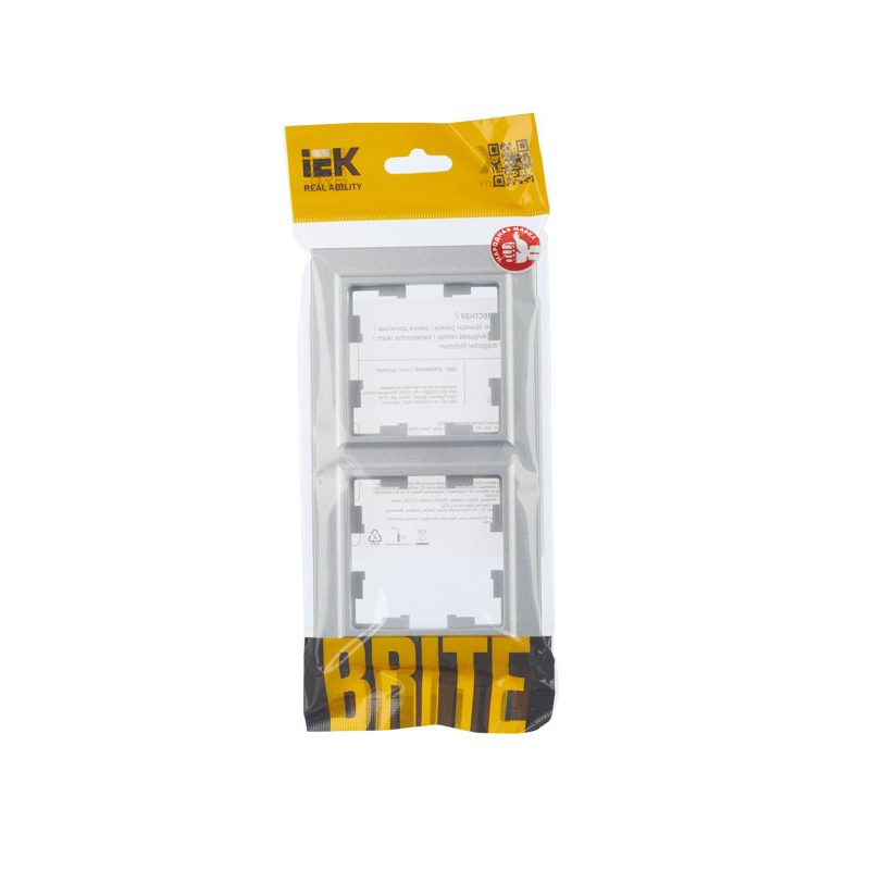 BRITE Рамка 2-местная РУ-2-БрА алюминий IEK