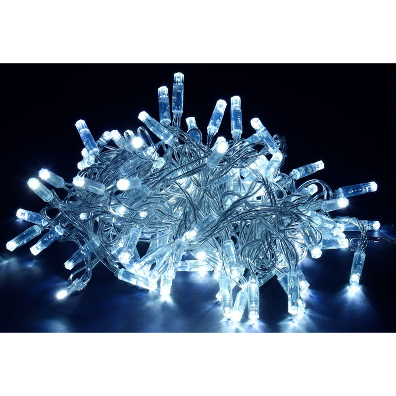 Гирлянда нить 20м 200 светодиодов белый свет IP44 прозрачный шнур 3м 230В контроллер 8 сцен IEK