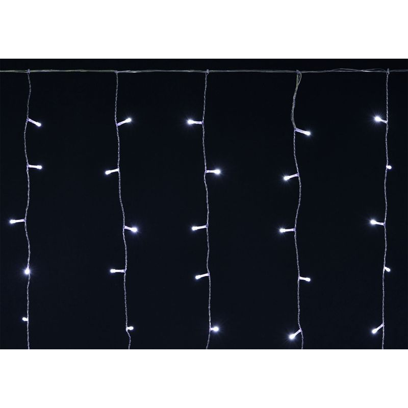 Гирлянда бахрома 4,5х0,7м 200 светодиодов белый свет IP44 прозрачный шнур 3м 230В транзит IEK