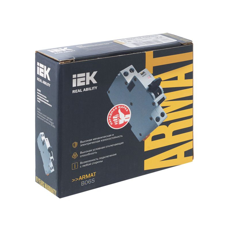 ARMAT Автоматический выключатель дифференциального тока B06S 1P+NP C20 30мА тип AC (18мм) IEK