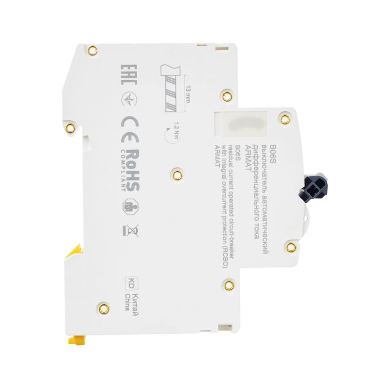 ARMAT Автоматический выключатель дифференциального тока B06S 1P+NP C10 30мА тип A (18мм) IEK