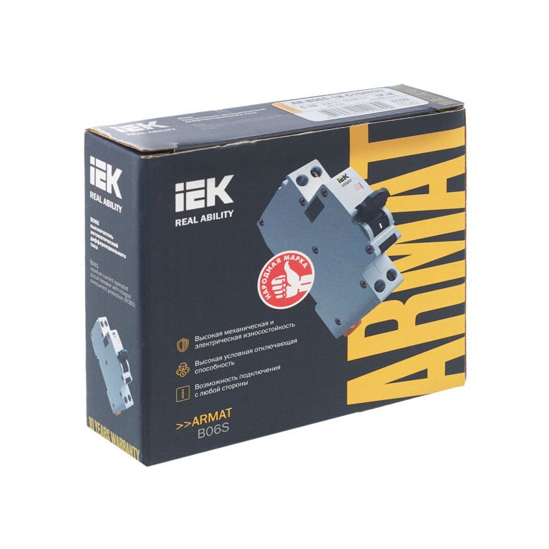 ARMAT Автоматический выключатель дифференциального тока B06S 1P+NP C10 30мА тип A (18мм) IEK