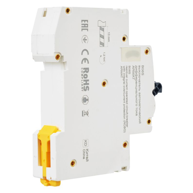 ARMAT Автоматический выключатель дифференциального тока B06S 1P+NP C6 30мА тип AC (18мм) IEK