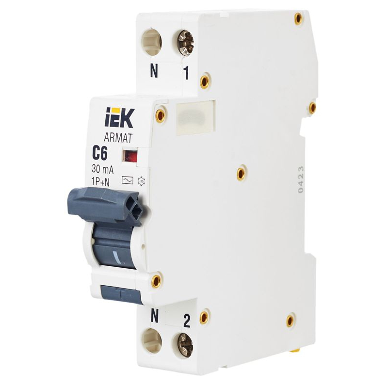 ARMAT Автоматический выключатель дифференциального тока B06S 1P+NP C6 30мА тип AC (18мм) IEK