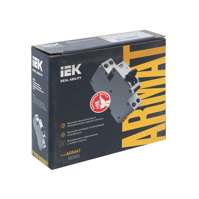 ARMAT Автоматический выключатель дифференциального тока B06S 1P+NP C6 30мА тип AC (18мм) IEK