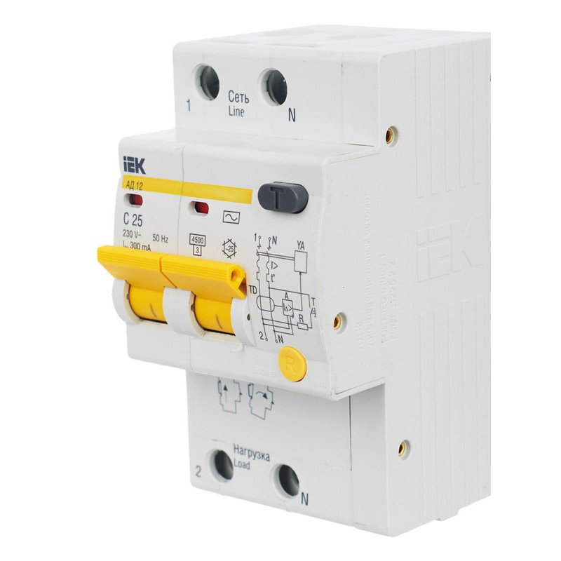 KARAT Дифференциальный автомат АД12 2P 25А 300мА тип AC IEK
