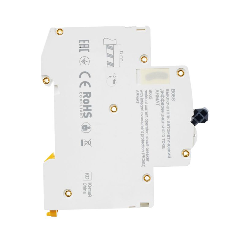 ARMAT Автоматический выключатель дифференциального тока B06S 1P+NP B16 30мА тип A (18мм) IEK