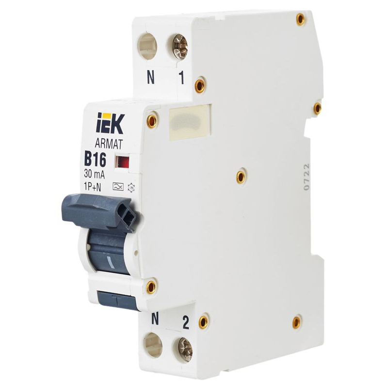 ARMAT Автоматический выключатель дифференциального тока B06S 1P+NP B16 30мА тип A (18мм) IEK
