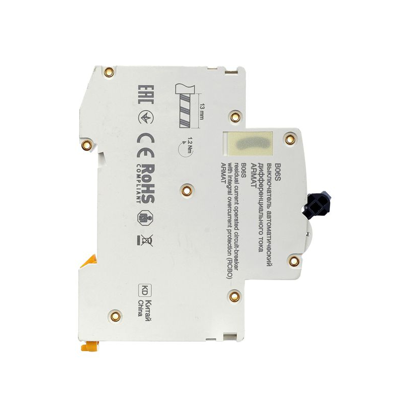 ARMAT Автоматический выключатель дифференциального тока B06S 1P+NP C20 30мА тип A (18мм) IEK