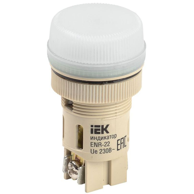 Лампа ENR-22 сигнальная d=22мм белый неон/240В цилиндр IEK