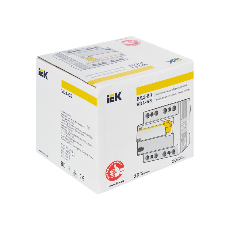 Выключатель дифференциальный (УЗО) ВД1-63 4Р 25А 300мА IEK