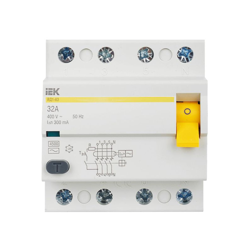 Выключатель дифференциальный (УЗО) ВД1-63 4Р 32А 300мА IEK
