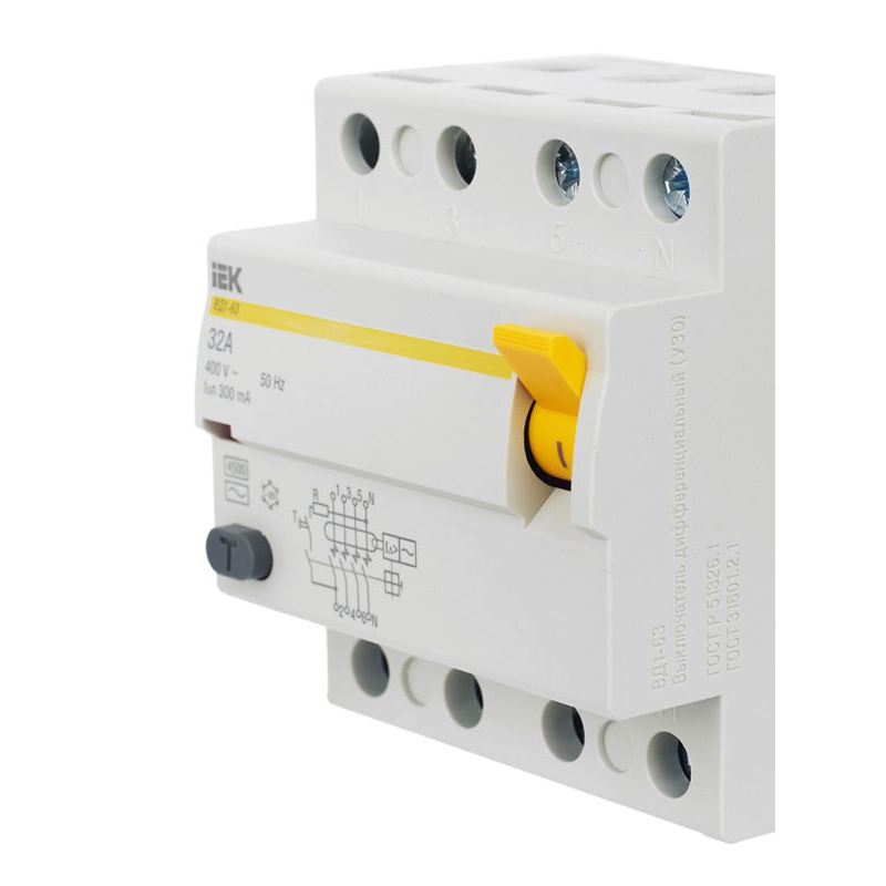 Выключатель дифференциальный (УЗО) ВД1-63 4Р 32А 300мА IEK