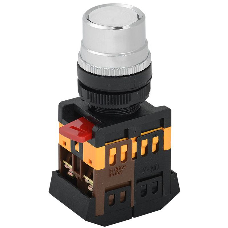 Кнопка ABLF-22 белый d=22мм неон/240В 1з+1р IEK