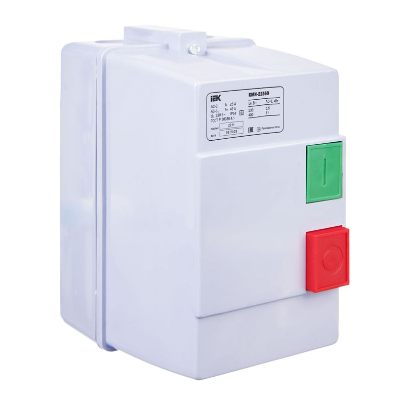 Контактор КМИ22560 25А в оболочке 220В/АС3 IP54 IEK