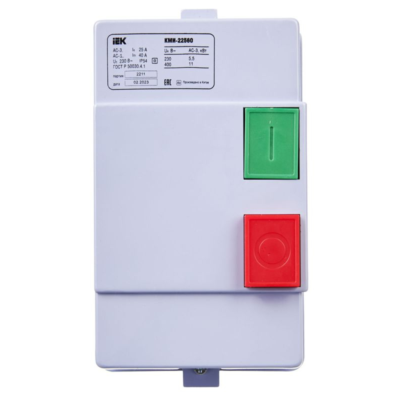 Контактор КМИ22560 25А в оболочке 220В/АС3 IP54 IEK