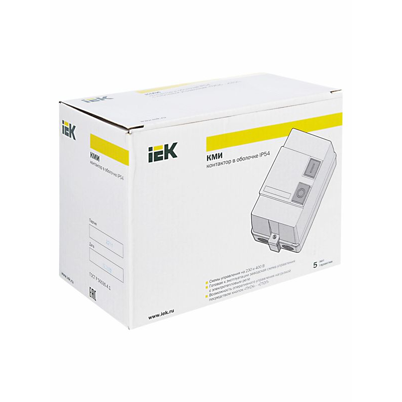 Контактор КМИ22560 25А в оболочке 220В/АС3 IP54 IEK