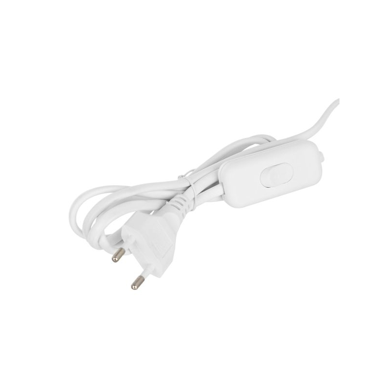 Шнур УШ-1КВ опрессованный с вилкой со встроенным выключателем 2х0,75/2м белый IEK