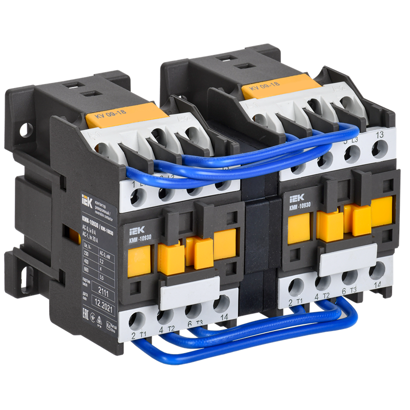 Контактор КМИ-10930 реверс 9А 400В/АС3 2НО IEK (KKM13-009-400-20-1)