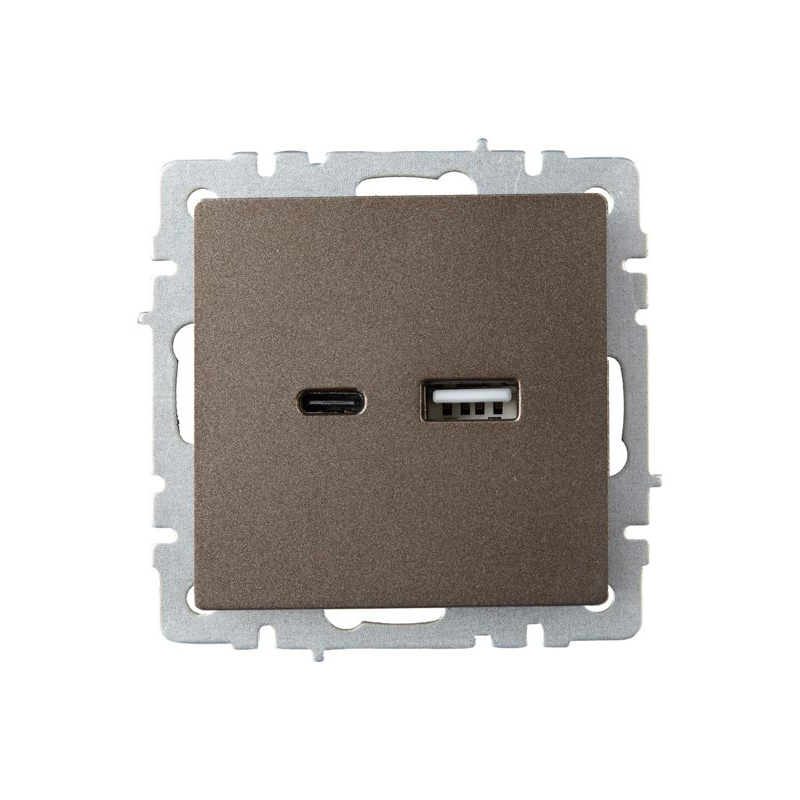 BRITE Розетка USB A+C 18Вт РЮ11-1-БрТБ темная бронза IEK