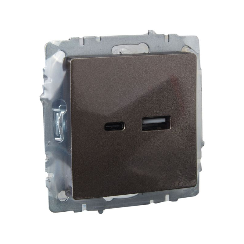 BRITE Розетка USB A+C 18Вт РЮ11-1-БрТБ темная бронза IEK