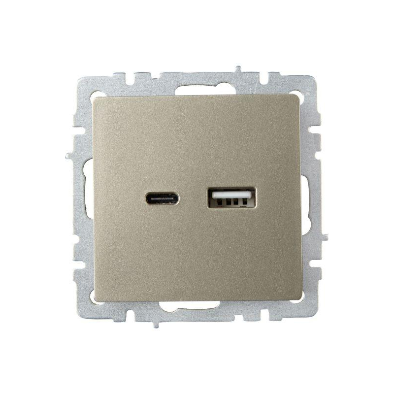 BRITE Розетка USB A+C 18Вт РЮ11-1-БрШ шампань IEK