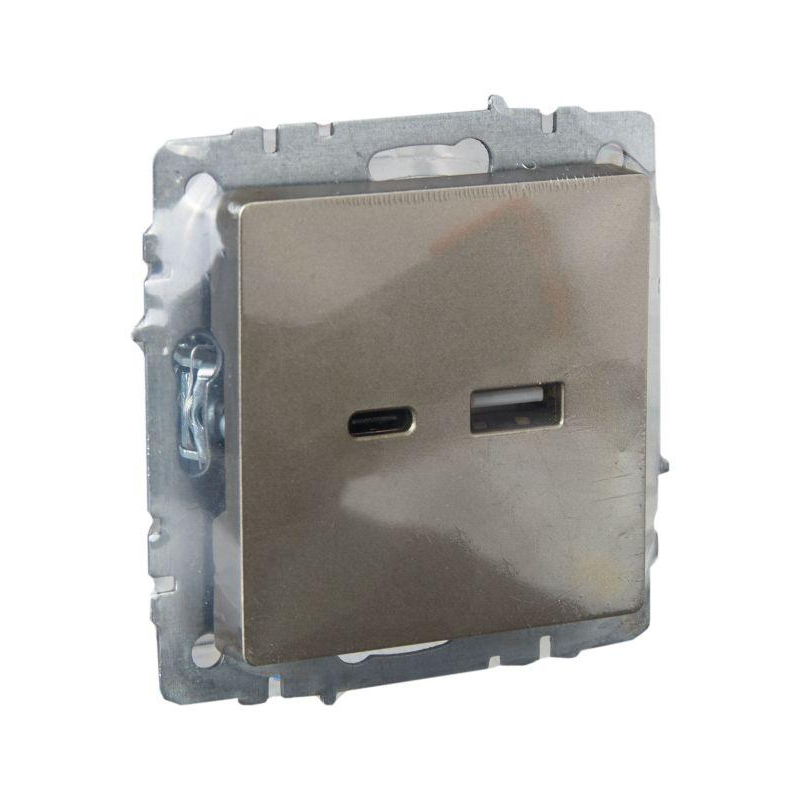 BRITE Розетка USB A+C 18Вт РЮ11-1-БрШ шампань IEK