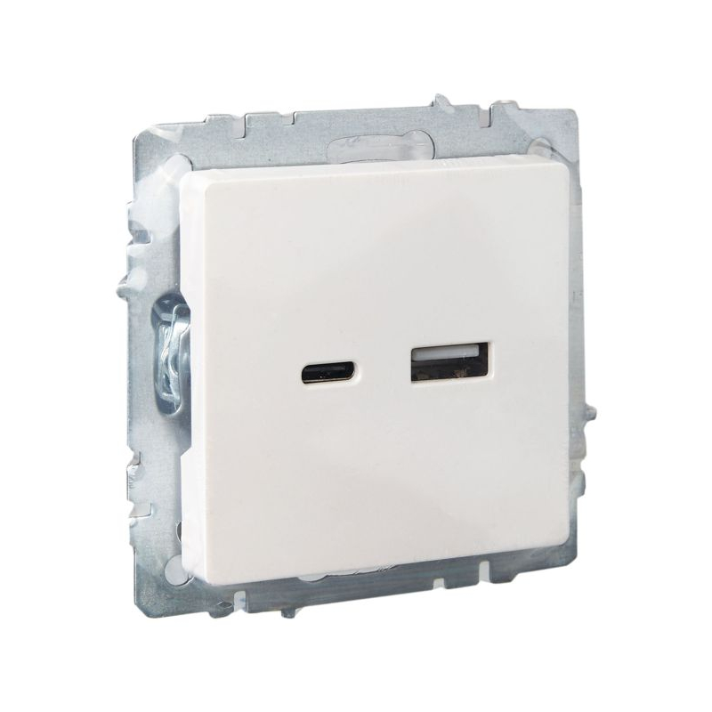 BRITE Розетка USB A+C 18Вт РЮ11-1-БрЖ жемчуг IEK