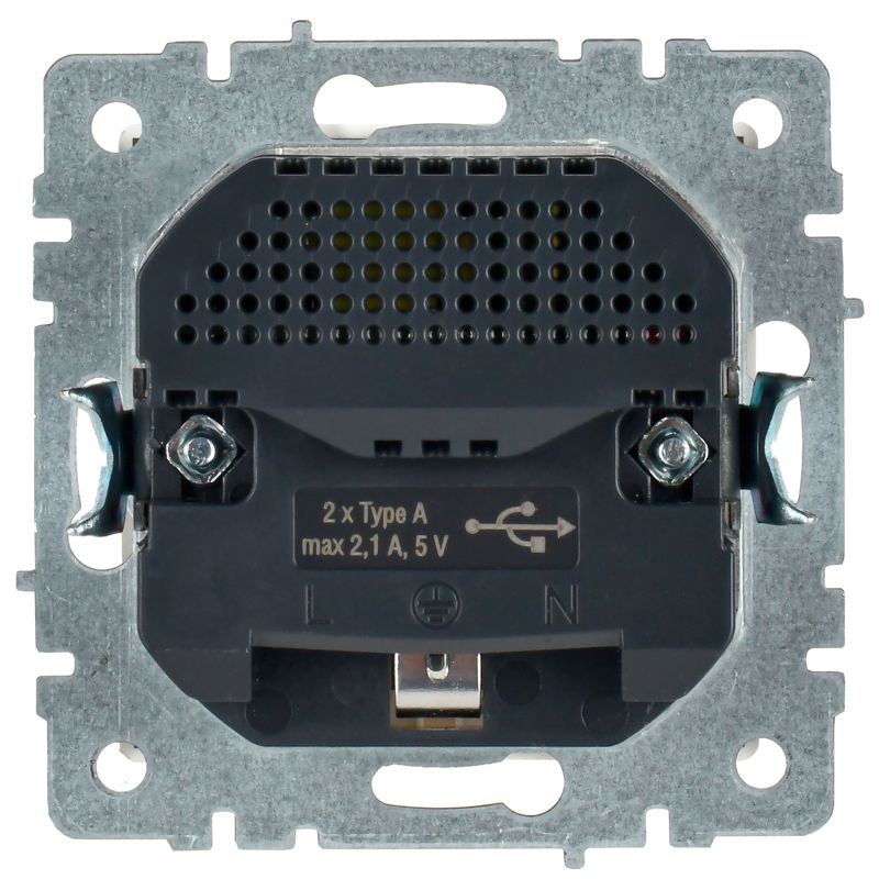 BRITE Розетка 1-местная с заземлением с защитными шторками 16А с USB A+A 5В 2,1А РЮш10-1-БрБ белый IEK