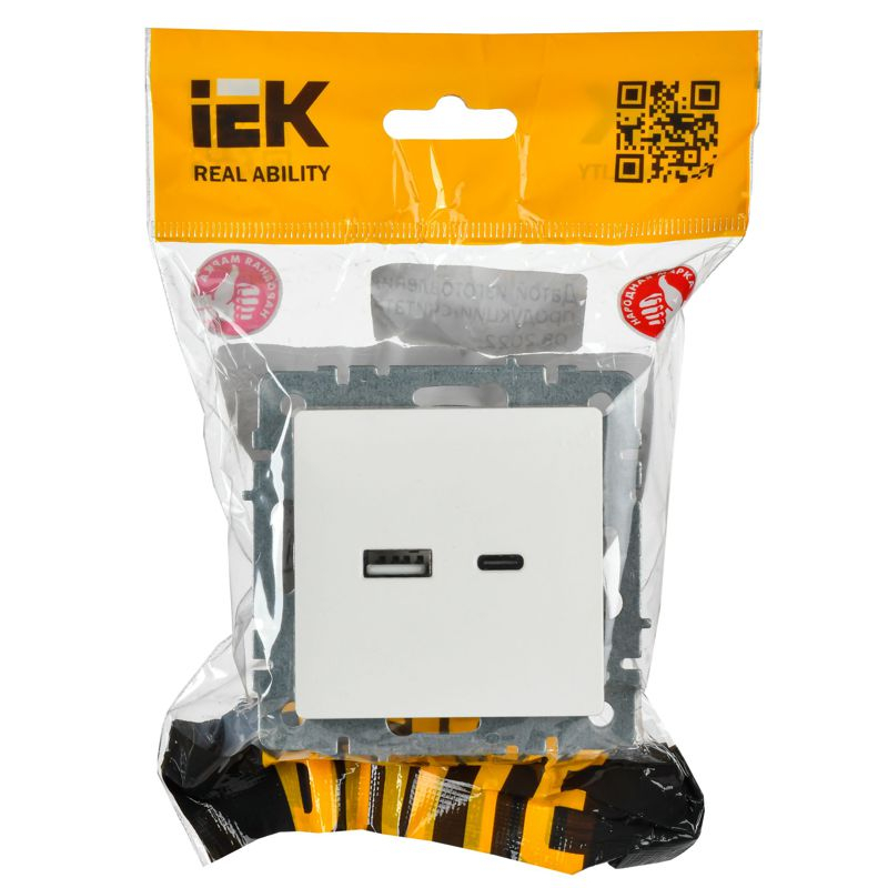 BRITE Розетка USB A+C 18Вт РЮ11-1-БрБ белый IEK
