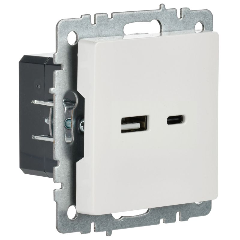 BRITE Розетка USB A+C 18Вт РЮ11-1-БрБ белый IEK