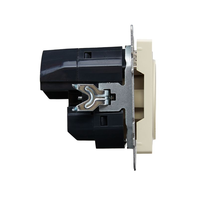 BRITE Розетка 1-местная с заземлением с защитными шторками 16А с USB A+C 18Вт РЮш11-1-БрКр бежевый IEK