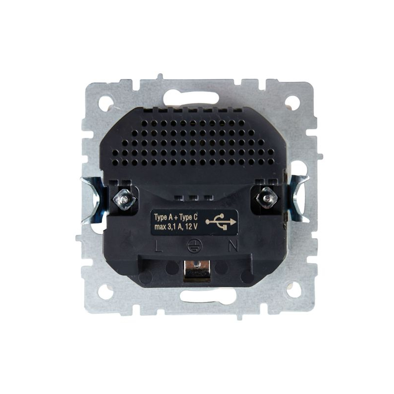 BRITE Розетка 1-местная с заземлением с защитными шторками 16А с USB A+C 18Вт РЮш11-1-БрКр бежевый IEK