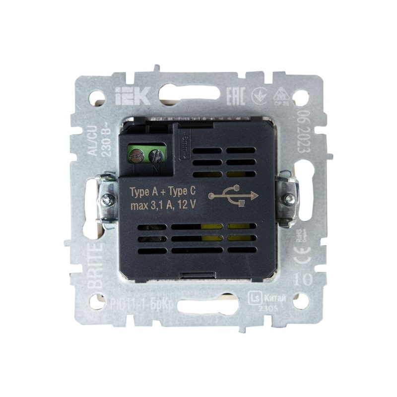BRITE Розетка USB A+C 18Вт РЮ11-1-БрКр бежевый IEK