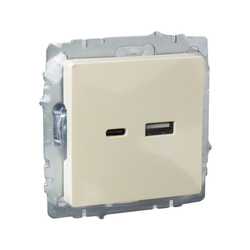 BRITE Розетка USB A+C 18Вт РЮ11-1-БрКр бежевый IEK